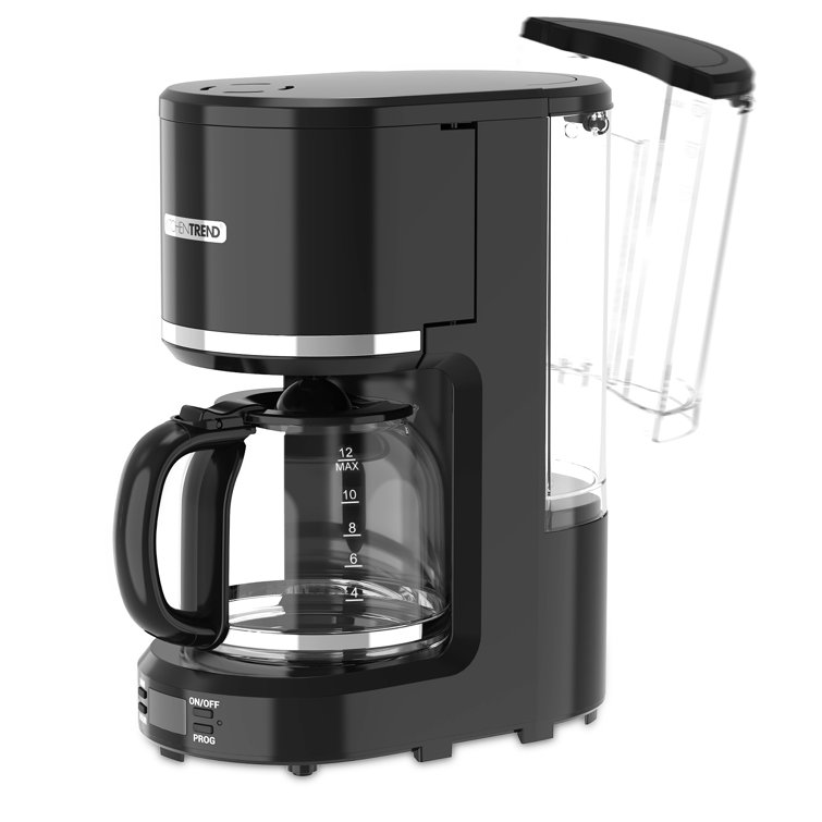 Kitchentrend 12 Cup Programmable Coffee Maker with Permanent Filter Removable Water Reservoir Coffee Machine Drip Coffee Maker Delay Brew Timer